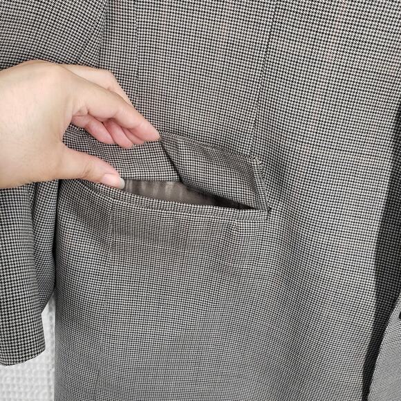 Vintage Brooks Brothers Mens 41L Gray Houndstooth Windowpane Wool Blazer Jacket - Picture 15 of 16